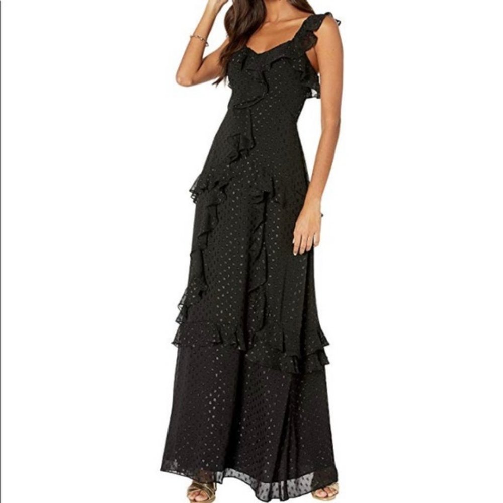 Lilly Pulitzer Black Ruffle Maxi Dress